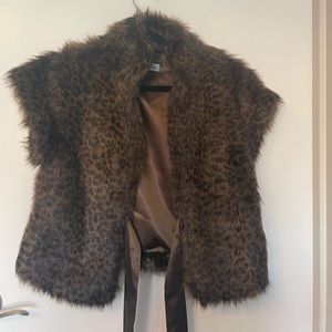 Calvin Klein Faux Fur Leopard Print Vest